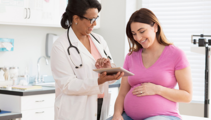 Pregnant woman at doctor's office