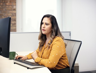 Female sitting at desk