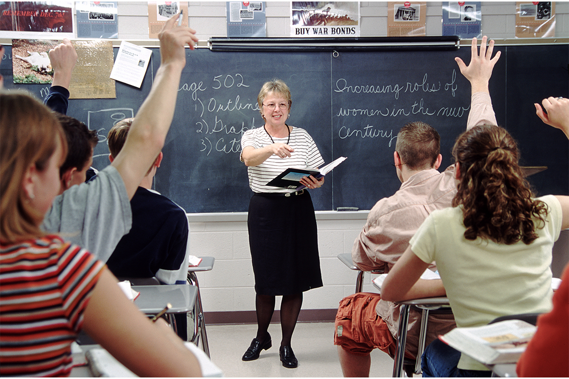 Teacher and students