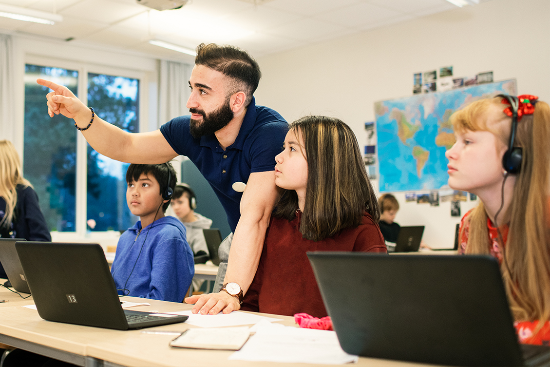Teacher and students