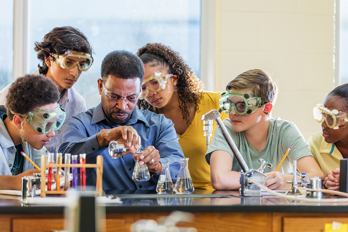 Teacher and students