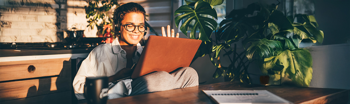 woman looking at computer screen
