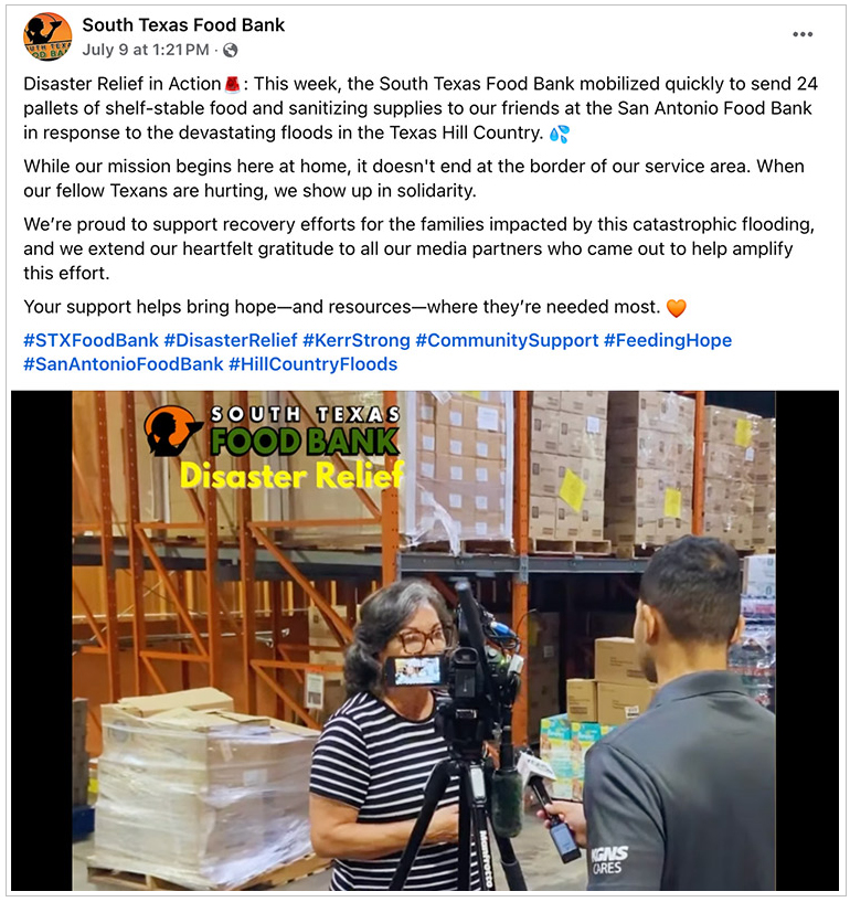South Texas Food Bank is supporting Central Texas flood relief efforts
