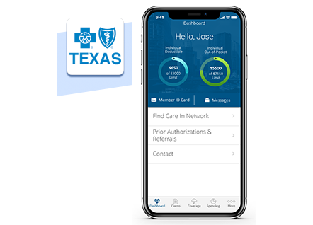 Screenshot of BCBSTX mobile app