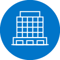 icon graphic of a tall city building