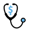 Icon of a stethoscope and a dollar sign