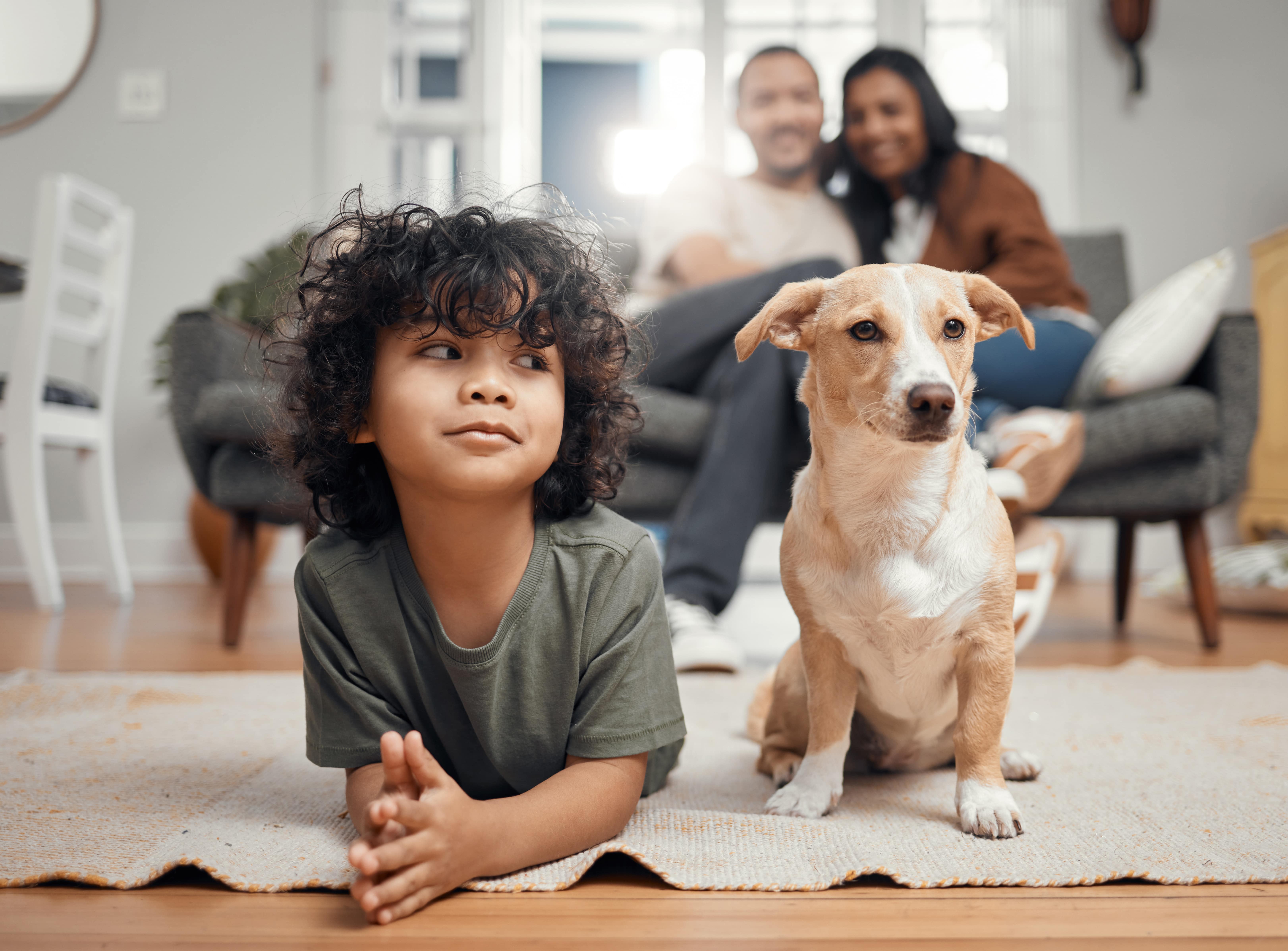 Little boy with his dog